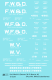 Fort Worth and Denver, Wichita Falls and Oklahoma, Wichita Valley 36 Ft Wood Boxcar White  - Decal - Choose Scale
