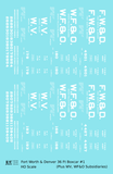 Fort Worth and Denver, Wichita Falls and Oklahoma, Wichita Valley 36 Ft Wood Boxcar White  - Decal - Choose Scale