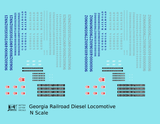 Georgia Railroad Diesel Locomotive Silver and Blue  - Decal - Choose Scale