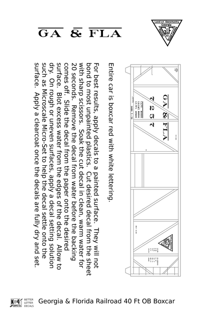 Georgia and Florida Railway 40 Ft Outside Braced Boxcar White