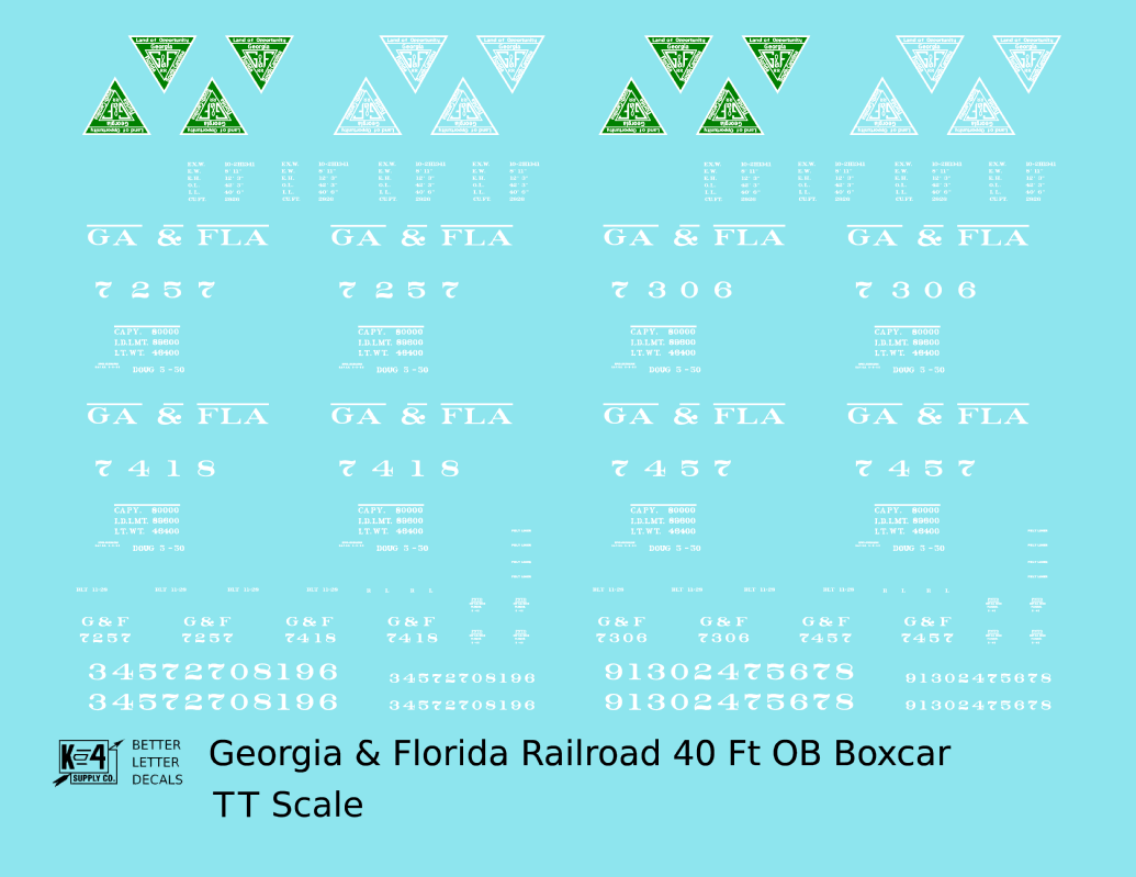 Georgia and Florida Railway 40 Ft Outside Braced Boxcar White