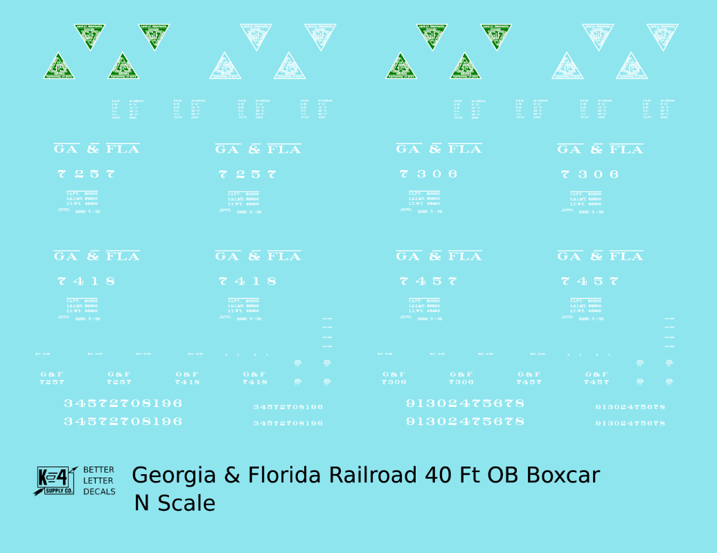 Georgia and Florida Railway 40 Ft Outside Braced Boxcar White