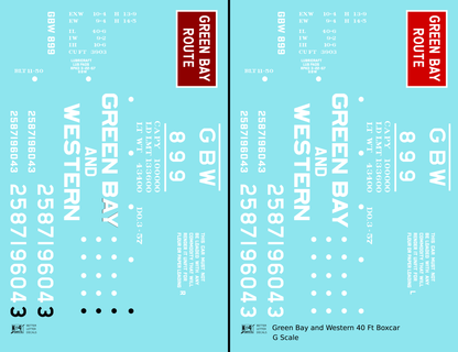 Green Bay and Western 40 Ft Boxcar White and Red