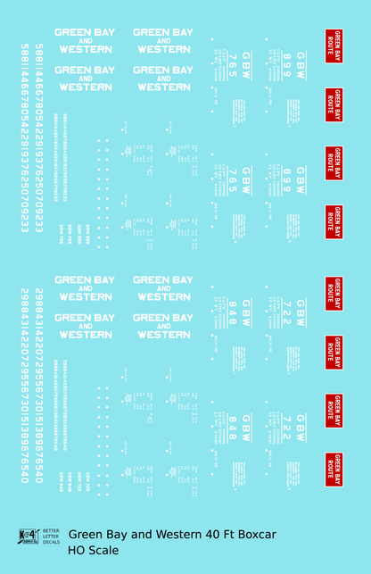 Green Bay and Western 40 Ft Boxcar White and Red