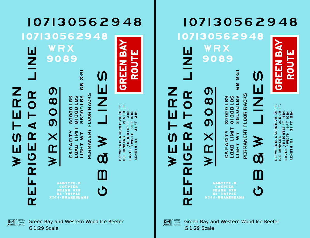 Green Bay and Western Wood Ice Reefer Black and Red