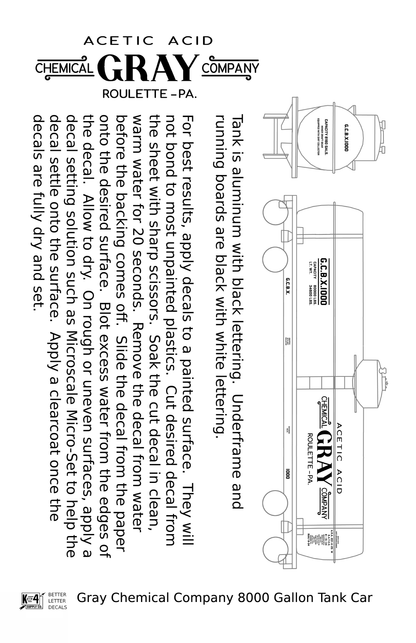 Gray Chemical Company Acetic Acid Tank Car Roulette Pennsylvania