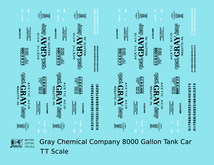 Gray Chemical Company Acetic Acid Tank Car Roulette Pennsylvania