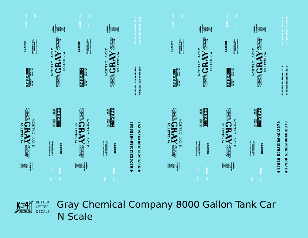 Gray Chemical Company Acetic Acid Tank Car Roulette Pennsylvania