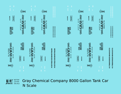 Gray Chemical Company Acetic Acid Tank Car Roulette Pennsylvania