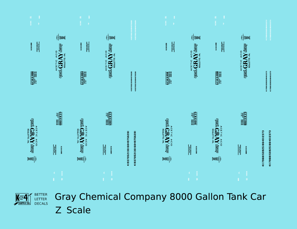 Gray Chemical Company Acetic Acid Tank Car Roulette Pennsylvania