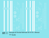 Georgia and Florida 50 Ft PS1 Boxcar White Stripe Car - Decal - Choose Scale