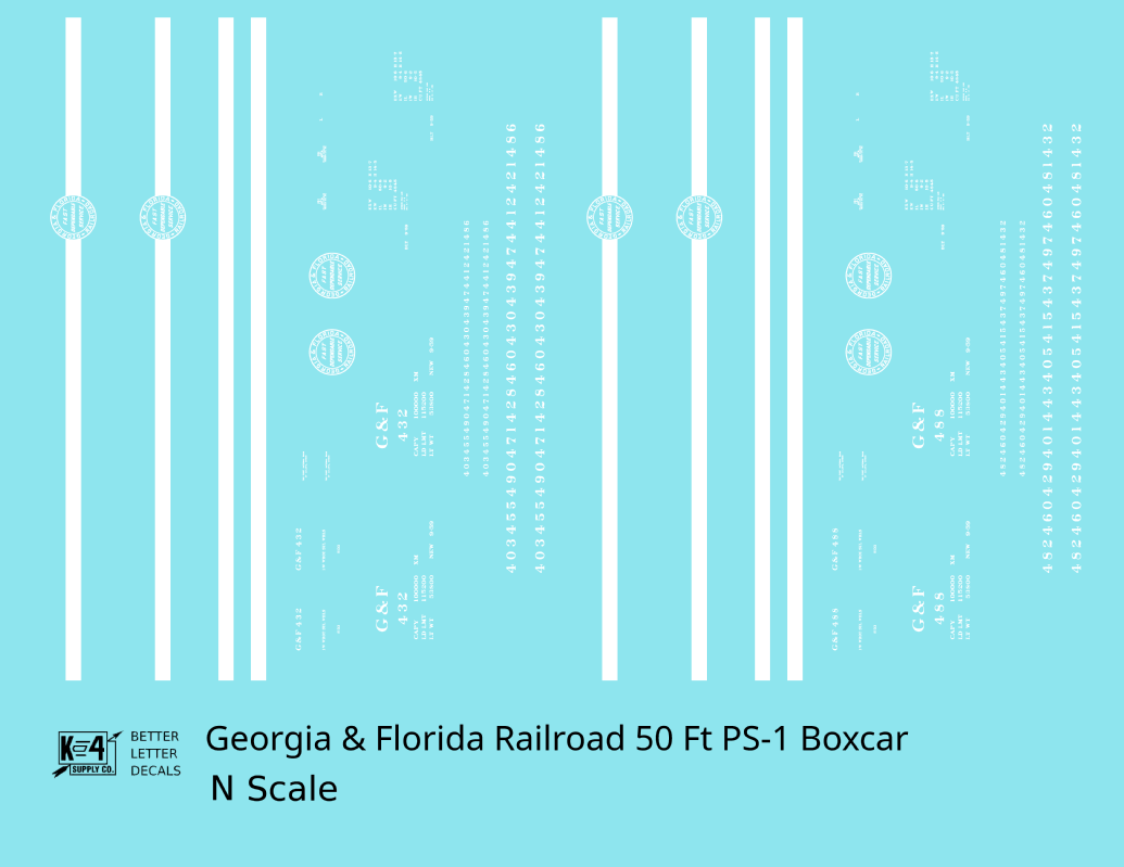 Georgia and Florida 50 Ft PS1 Boxcar White Stripe Car