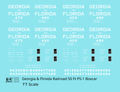 Georgia and Florida 50 Ft PS1 Boxcar White Block Letter