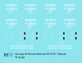 Georgia and Florida 50 Ft PS1 Boxcar White Block Letter - Decal - Choose Scale