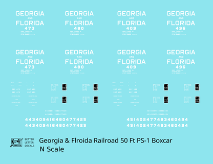 Georgia and Florida 50 Ft PS1 Boxcar White Block Letter