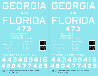 Georgia and Florida 50 Ft PS1 Boxcar White Block Letter