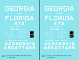 Georgia and Florida 50 Ft PS1 Boxcar White Block Letter - Decal - Choose Scale