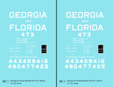 Georgia and Florida 50 Ft PS1 Boxcar White Block Letter - Decal - Choose Scale