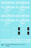 Georgia and Florida 50 Ft PS1 Boxcar White Block Letter - Decal Sheet