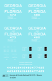Georgia and Florida 50 Ft PS1 Boxcar White Block Letter - Decal - Choose Scale