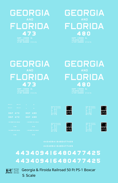 Georgia and Florida 50 Ft PS1 Boxcar White Block Letter
