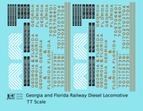 Georgia and Florida Diesel Locomotive Gold Southern Scheme - Decal - Choose Scale