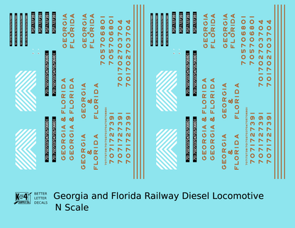 Georgia and Florida Diesel Locomotive Gold Southern Scheme