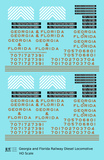 Georgia and Florida Diesel Locomotive Gold Southern Scheme - Decal - Choose Scale