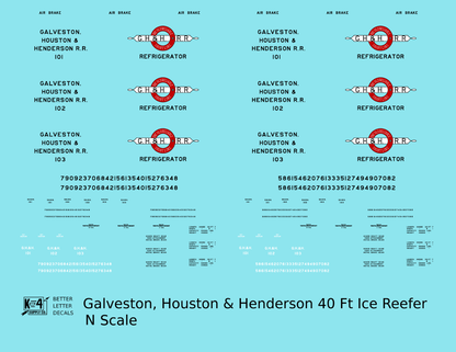 Galveston, Houston and Henderson Wood Ice Reefer Black Red and White Texas