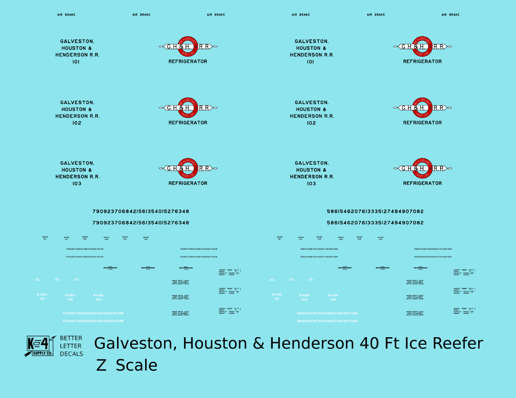 Galveston, Houston and Henderson Wood Ice Reefer Black Red and White Texas
