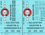 Galveston, Houston and Henderson Wood Ice Reefer Black Red and White Texas - Decal - Choose Scale