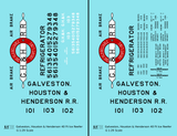 Galveston, Houston and Henderson Wood Ice Reefer Black Red and White Texas - Decal - Choose Scale