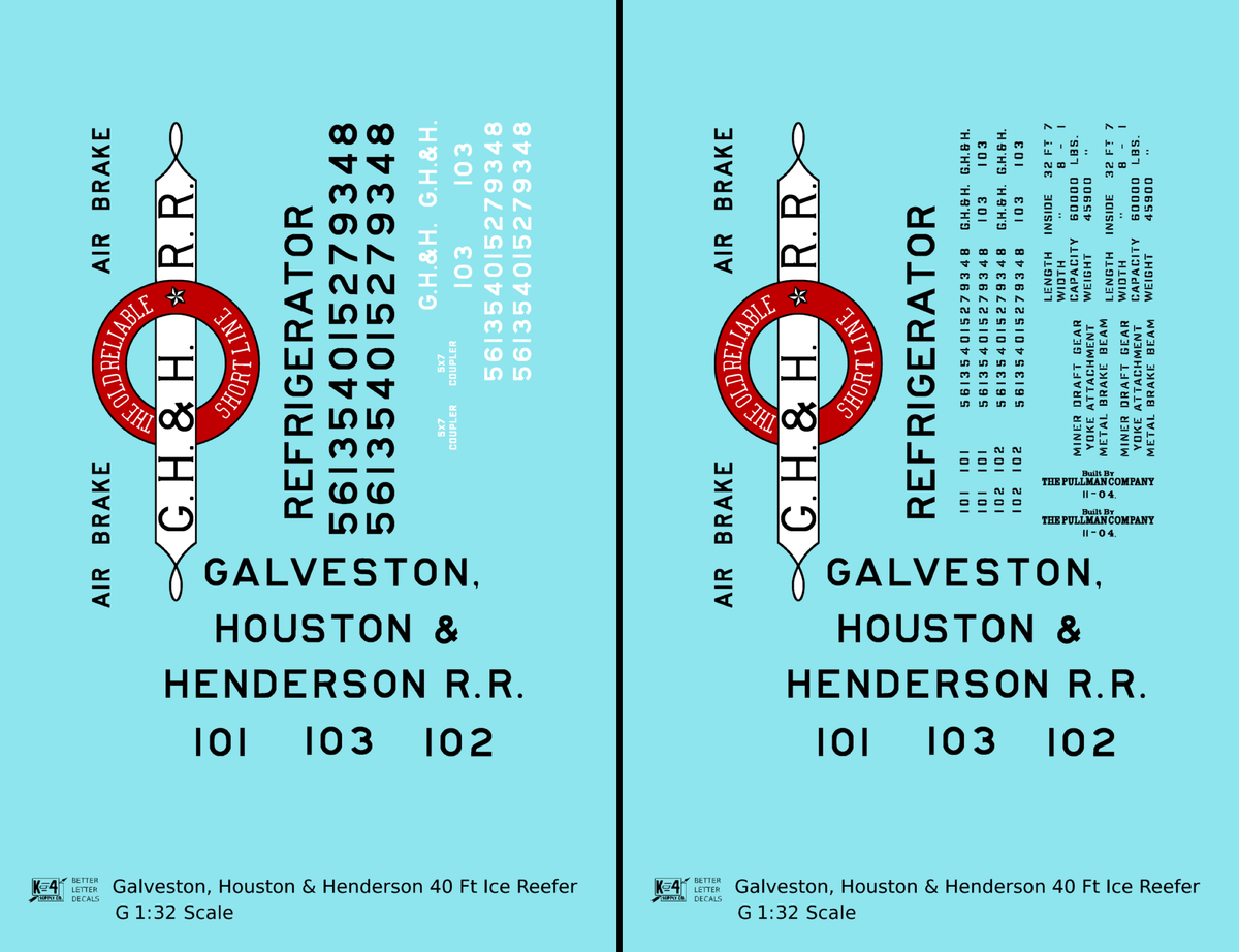 Galveston, Houston and Henderson Wood Ice Reefer Black Red and White Texas