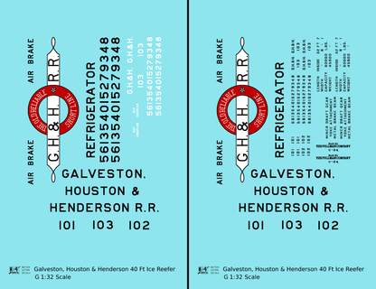 Galveston, Houston and Henderson Wood Ice Reefer Black Red and White Texas