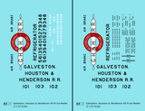 Galveston, Houston and Henderson Wood Ice Reefer Black Red and White Texas - Decal - Choose Scale