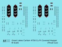 Great Lakes Carbon 4750 Cu Ft Covered Hopper Black  - Decal - Choose Scale