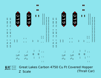 Great Lakes Carbon 4750 Cu Ft Covered Hopper Black  - Decal - Choose Scale