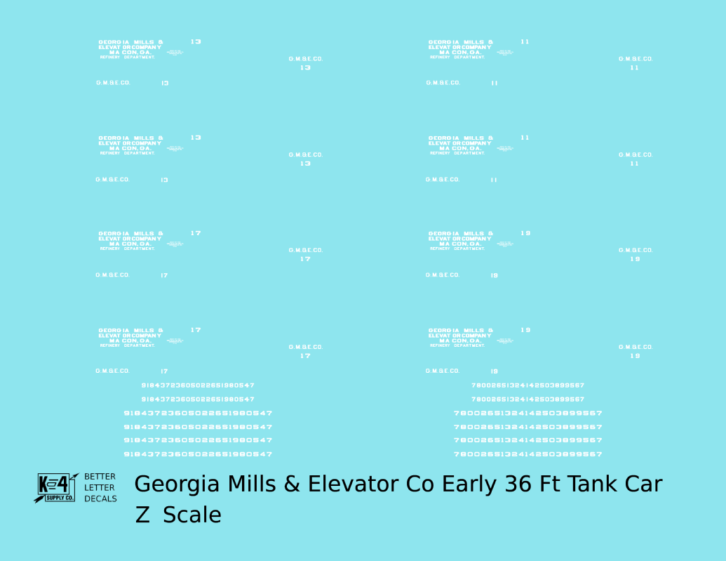 Georgia Mills and Elevator Co Early Tank Car White Macon
