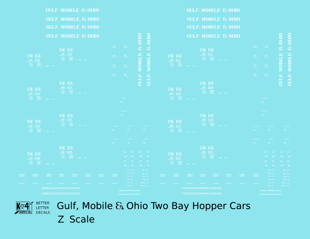 Gulf Mobile and Ohio Twin Hopper Car White Big Lettering