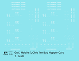 Gulf Mobile and Ohio Twin Hopper Car White Big Lettering
