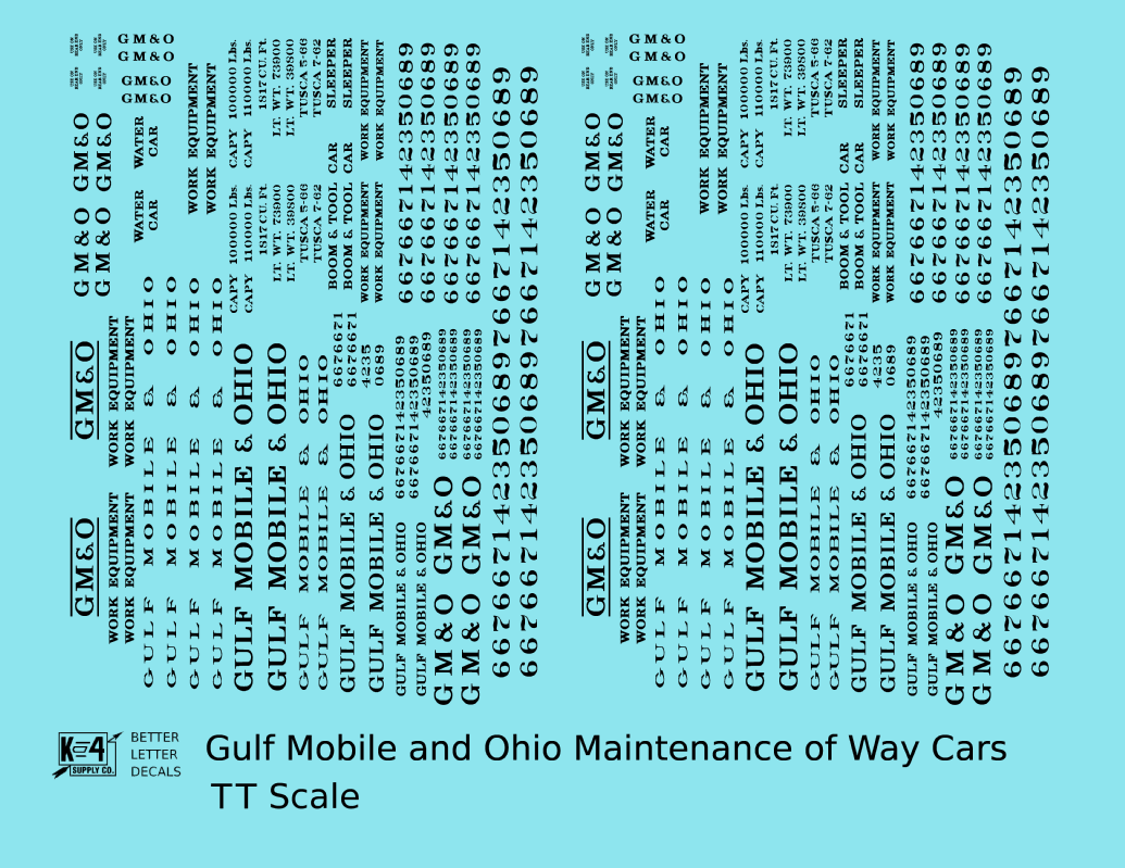 Gulf Mobile and Ohio MOW Maintenance Of Way Cars Black
