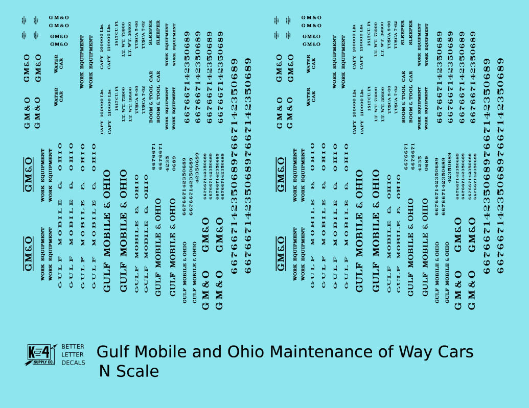 Gulf Mobile and Ohio MOW Maintenance Of Way Cars Black