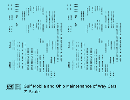 Gulf Mobile and Ohio MOW Maintenance Of Way Cars Black