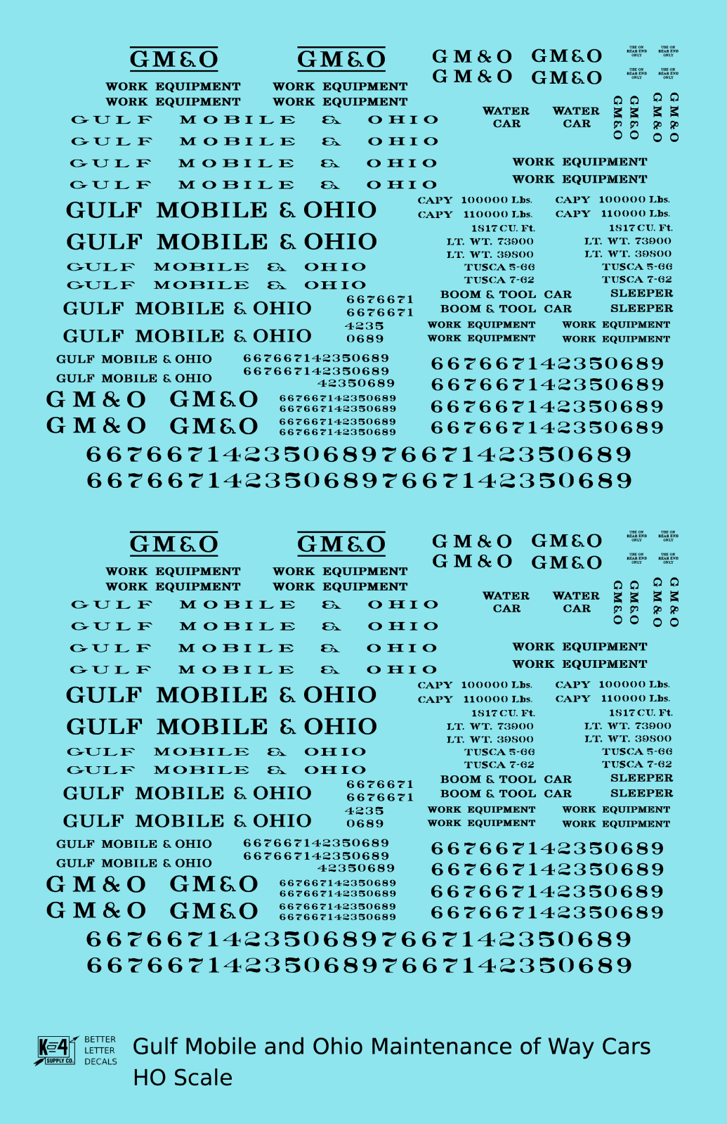 Gulf Mobile and Ohio MOW Maintenance Of Way Cars Black