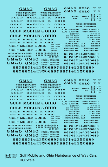 Gulf Mobile and Ohio MOW Maintenance Of Way Cars Black