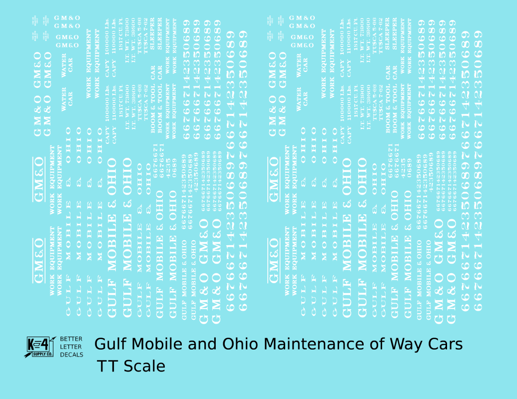Gulf Mobile and Ohio MOW Maintenance Of Way Cars White