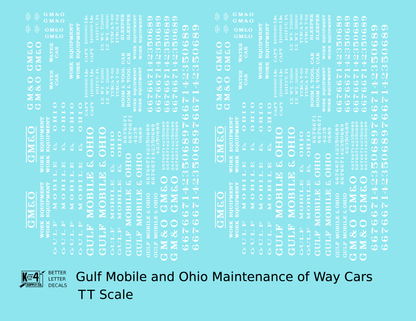 Gulf Mobile and Ohio MOW Maintenance Of Way Cars White