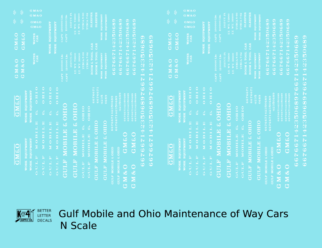 Gulf Mobile and Ohio MOW Maintenance Of Way Cars White