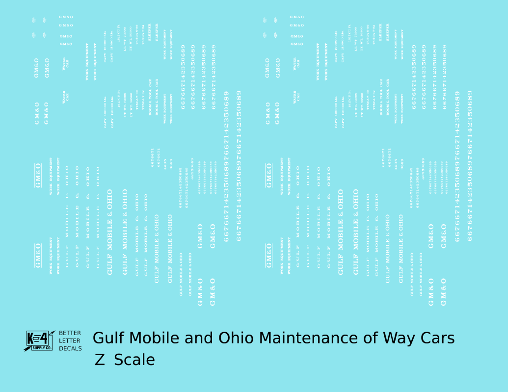 Gulf Mobile and Ohio MOW Maintenance Of Way Cars White