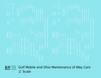 Gulf Mobile and Ohio MOW Maintenance Of Way Cars White